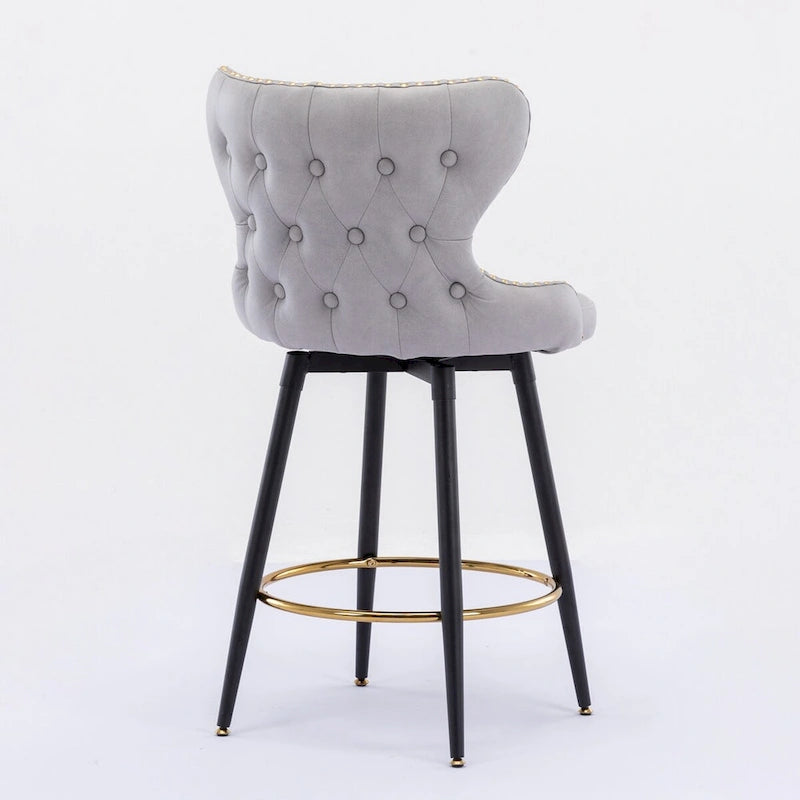 Lot de 2 tabourets de bar pivotants hauteur comptoir, Orange / Gris clair / Gris foncé / Beige