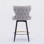 Lot de 2 tabourets de bar pivotants hauteur comptoir, Orange / Gris clair / Gris foncé / Beige