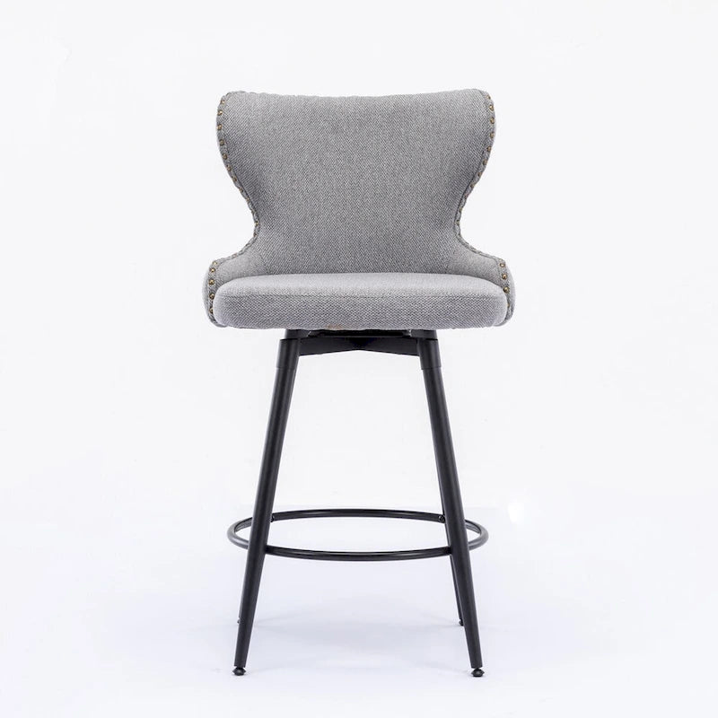 Lot de 2 tabourets de bar pivotants hauteur comptoir, Orange / Gris clair / Gris foncé / Beige
