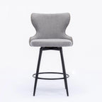 Lot de 2 tabourets de bar pivotants hauteur comptoir, Orange / Gris clair / Gris foncé / Beige