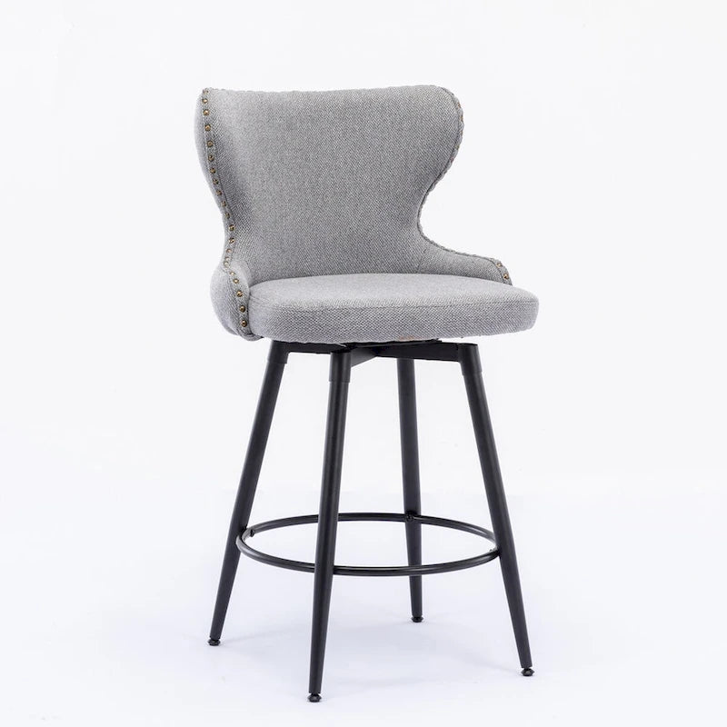Lot de 2 tabourets de bar pivotants hauteur comptoir, Orange / Gris clair / Gris foncé / Beige