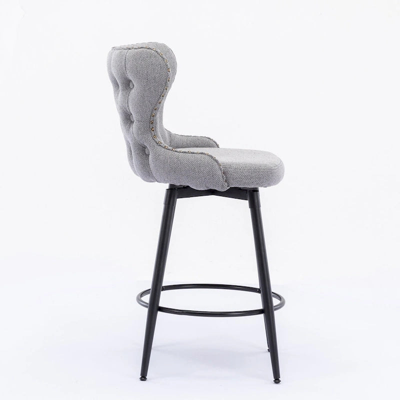 Lot de 2 tabourets de bar pivotants hauteur comptoir, Orange / Gris clair / Gris foncé / Beige