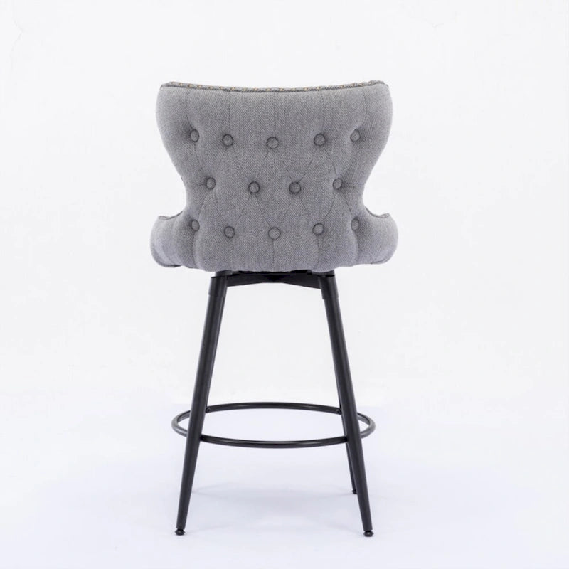 Lot de 2 tabourets de bar pivotants hauteur comptoir, Orange / Gris clair / Gris foncé / Beige