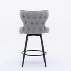 Lot de 2 tabourets de bar pivotants hauteur comptoir, Orange / Gris clair / Gris foncé / Beige