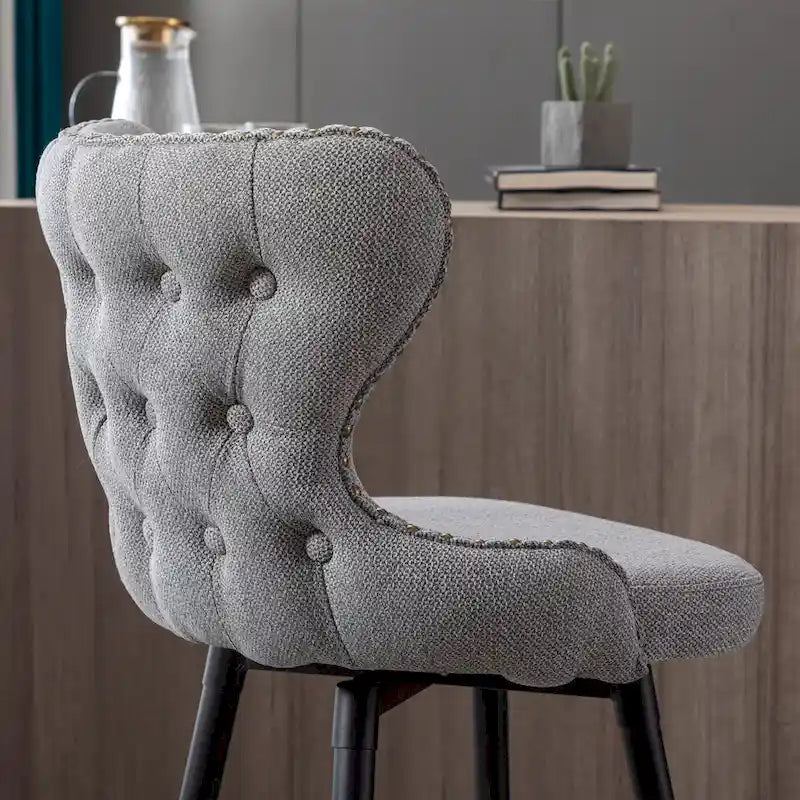 Lot de 2 tabourets de bar pivotants hauteur comptoir, Orange / Gris clair / Gris foncé / Beige