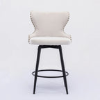Lot de 2 tabourets de bar pivotants hauteur comptoir, Orange / Gris clair / Gris foncé / Beige