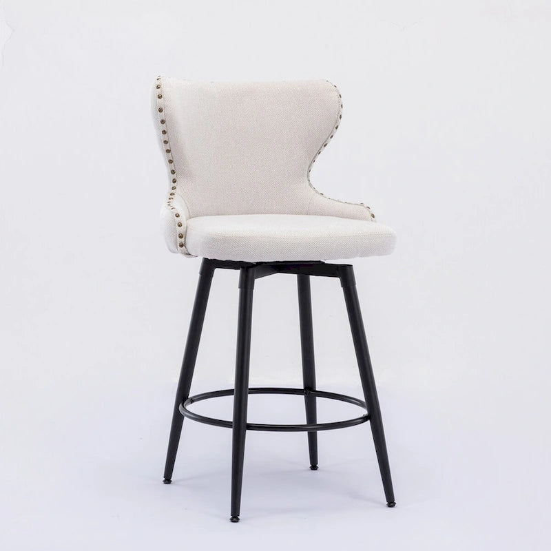 Lot de 2 tabourets de bar pivotants hauteur comptoir, Orange / Gris clair / Gris foncé / Beige