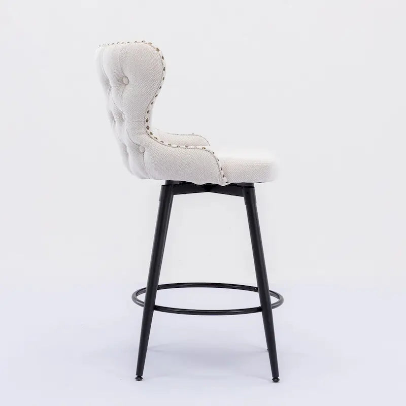 Lot de 2 tabourets de bar pivotants hauteur comptoir, Orange / Gris clair / Gris foncé / Beige