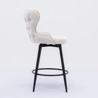 Lot de 2 tabourets de bar pivotants hauteur comptoir, Orange / Gris clair / Gris foncé / Beige