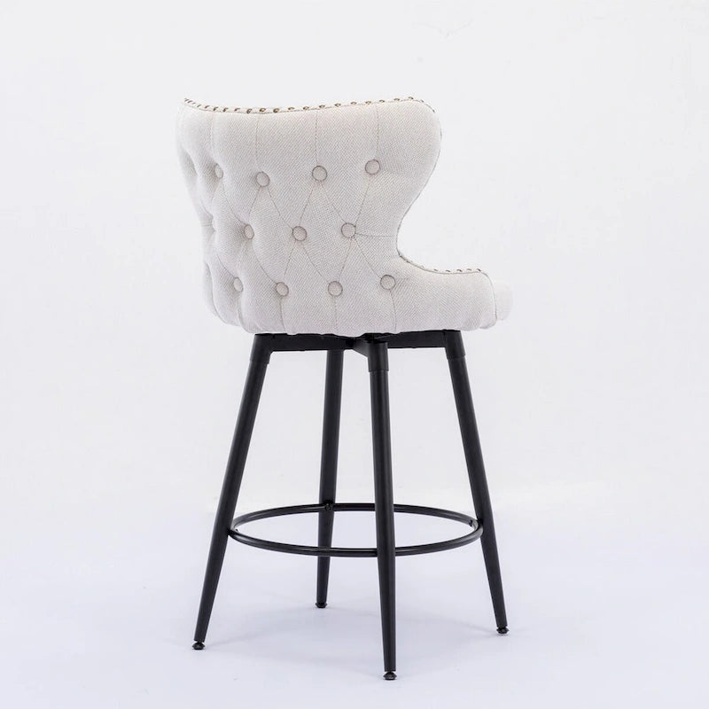 Lot de 2 tabourets de bar pivotants hauteur comptoir, Orange / Gris clair / Gris foncé / Beige