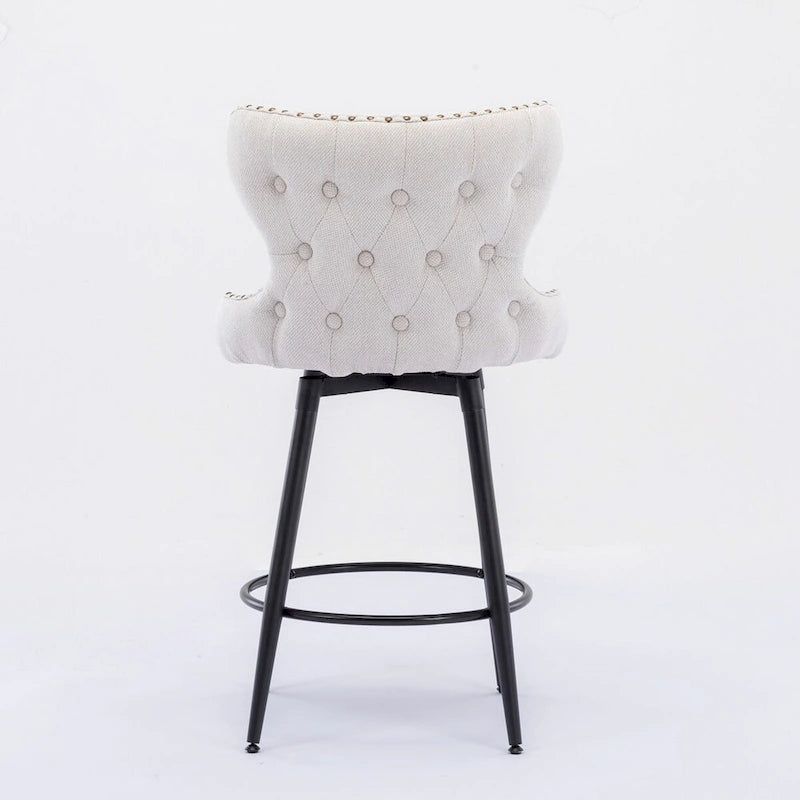 Lot de 2 tabourets de bar pivotants hauteur comptoir, Orange / Gris clair / Gris foncé / Beige