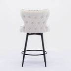 Lot de 2 tabourets de bar pivotants hauteur comptoir, Orange / Gris clair / Gris foncé / Beige