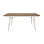 Table à manger rectangulaire en acacia naturel et blanc cassé avec pieds évasés, 6 places