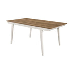Table à manger rectangulaire en acacia naturel et blanc cassé avec pieds évasés, 6 places