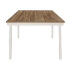 Table à manger rectangulaire en acacia naturel et blanc cassé avec pieds évasés, 6 places