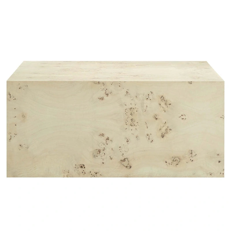 Table basse carrée en loupe de bois de 36 po – Loupe blanchie / Loupe naturelle – Pour 4 personnes