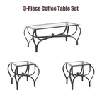 Table basse rétro noire 3 pièces pour 2 à 4 personnes
