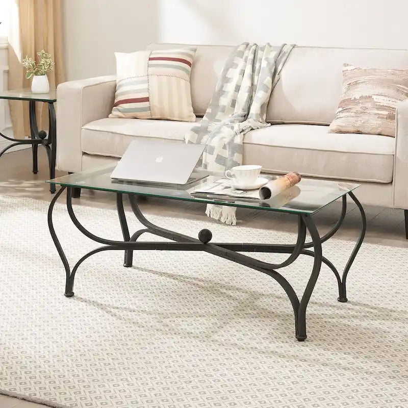 Table basse rétro noire 3 pièces pour 2 à 4 personnes