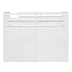 Lit mezzanine jumeau blanc/gris avec étagères et échelle, 1 personne