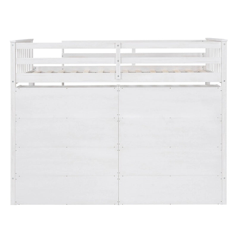 Lit mezzanine jumeau blanc/gris avec étagères et échelle, 1 personne
