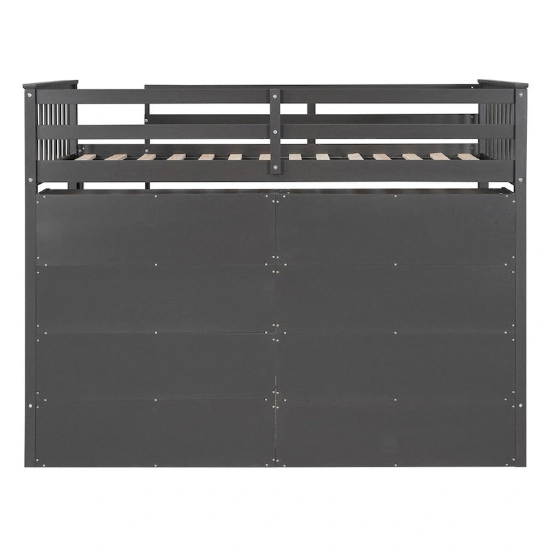 Lit mezzanine jumeau blanc/gris avec étagères et échelle, 1 personne