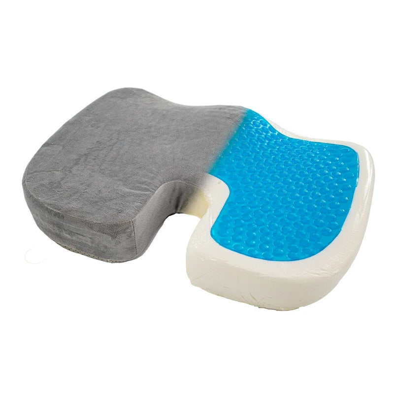 Coussin de siège ergonomique gris en mousse à mémoire de forme et gel rafraîchissant – Utilisateur unique