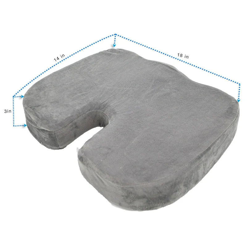 Coussin de siège ergonomique gris en mousse à mémoire de forme et gel rafraîchissant – Utilisateur unique