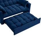 Canapé-lit convertible 2 places en velours noir / taupe / bleu marine