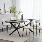 Chaise de salle à manger capitonnée blanche/noire avec cadre en métal, lot de 4