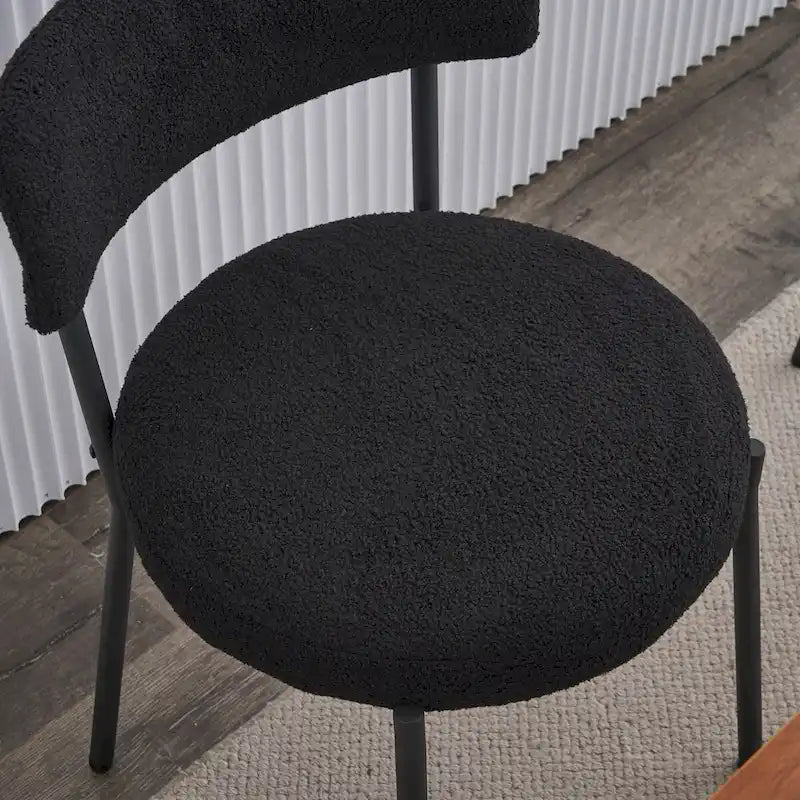 Chaise de salle à manger capitonnée blanche/noire avec cadre en métal, lot de 4