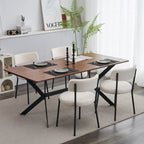 Chaise de salle à manger capitonnée blanche/noire avec cadre en métal, lot de 4
