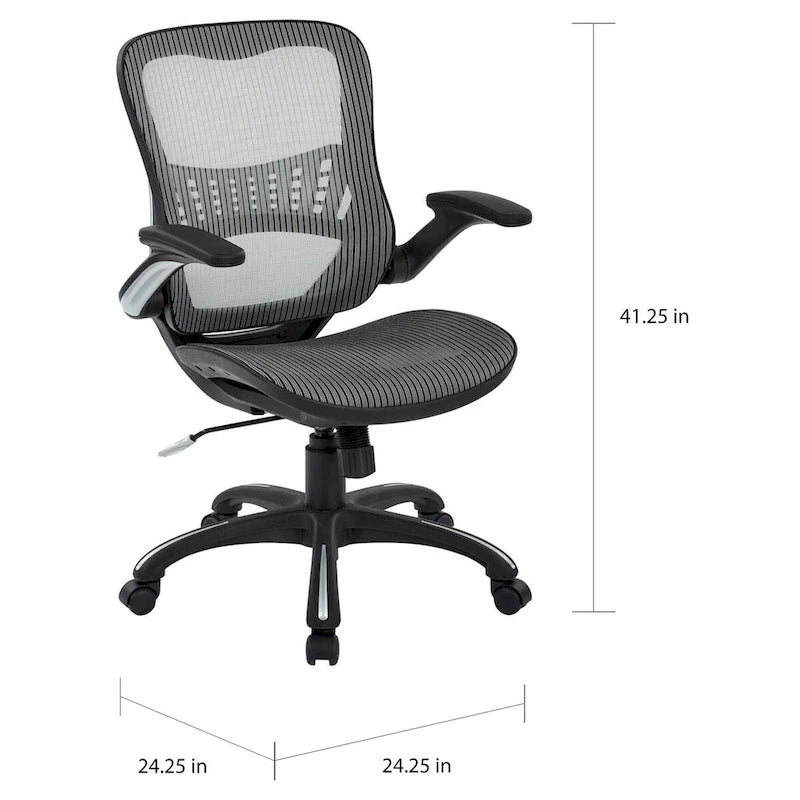 Chaise de bureau ergonomique en filet gris/noir – Siège simple